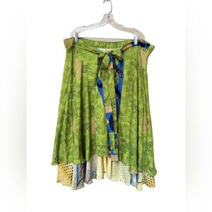 Darn Good Yarn Reversible Sari Silk Wrap Skirt Boho Maxi One Size